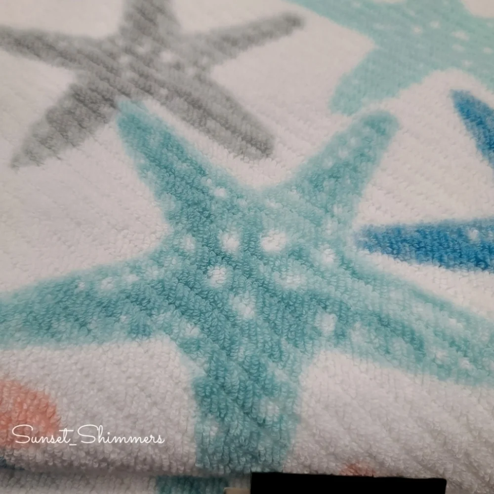 6pc Resort Collection Coastal Starfish Bath & Hand TOWEL Set 100% Cotton New